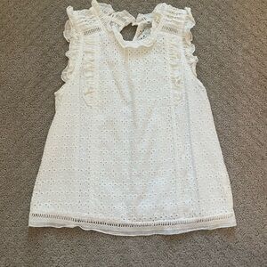 Elegant White Eyelet Ruffle Top